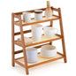 Yalikop 3 Tier Matcha Station Shelf Bamboo Coffee Mug Stand Countertop Storage Rack,Three Layer Rattan Office Cup, Kitchen, Tea, Plant, Bar Accessories Condiment Display(Brown)