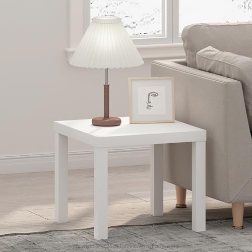 Furinno Classic Modern Coffee Table, Printer Stand, White | 1.8" Triple Thick Square Tabletop, Side Table with 4 Legs, for Living Room, Bedroom, Home Office - color: White, size: Square