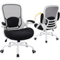 HYLONE 400lbs Heavy Duty Office Chair, 5" Thickened Seat Ergonomic Desk Chair with Adjustable Armrests, Home Office Computer Chairs for Long Hours Mesh Executive Chair(White Base&Black) - color: White Frame & Black, size: Thicken Cushion