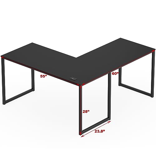 SHW Mission 55 x 60 Inches L-Shape Home Office Computer Desk, Black - color: Black, size: 55-Inch L-Shaped