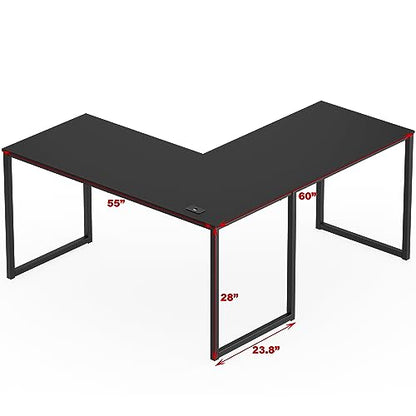 SHW Mission 55 x 60 Inches L-Shape Home Office Computer Desk, Black - color: Black, size: 55-Inch L-Shaped