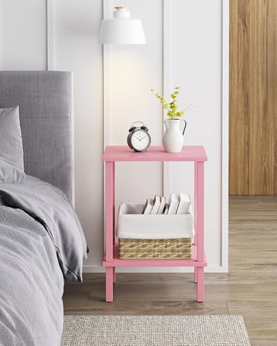 TUTOTAK End Table, Set of 2, Side Table, Nightstand, 2-Tier Storage Shelf, Sofa Table for Small Space, Living Room, Bed Room, Pink TB01BP035 - color: Pink