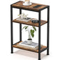 Narrow Side Table for Small Space, 3 Tier Slim End Table, Thin Nightstand, Skinny Snack Couch Table, Sofa Bedside Table in Living Room, Bedroom, Study, Kitchen and Balcony (Rustic Brown) - color: Rustic Brown, size: 3-Tier (7.9''D*17''W*26.6''H)