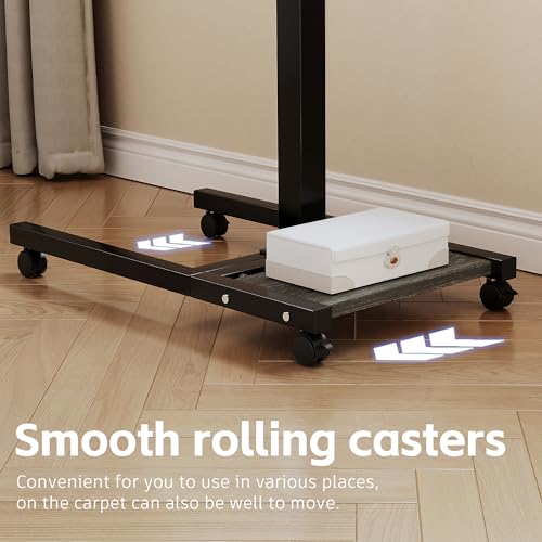 Furist Overbed Table with Wheels Adjustable Height, Mobile Standing Stand Up Rolling Laptop PC Desks with Tilting Top Height Tray Side Computer Workstation for Bedroom on Hospital Home Use, Black - color: Black