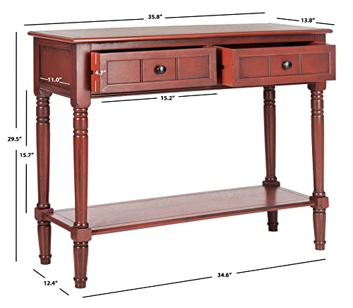 SAFAVIEH Furniture - Samantha 2-Drawer Console Table - Red - Solid Wood - Classic Storage Design - Ideal for Entryway, Living Room, Hallway, 35.8"W x 13.8"D x 29.5"H (AMH5710E) - color: Red