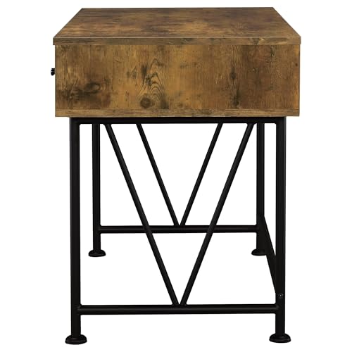 Coaster Home Furnishings Analiese Rustic 47-Inch 3-Drawer Home Office Computer Writing Desk Study Table with Storage Engineered Eco-Friendly Wood Look Laminate Sturdy Steel Rustic Nutmeg 801541 - color: Rustic Nutmeg