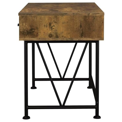 Coaster Home Furnishings Analiese Rustic 47-Inch 3-Drawer Home Office Computer Writing Desk Study Table with Storage Engineered Eco-Friendly Wood Look Laminate Sturdy Steel Rustic Nutmeg 801541 - color: Rustic Nutmeg