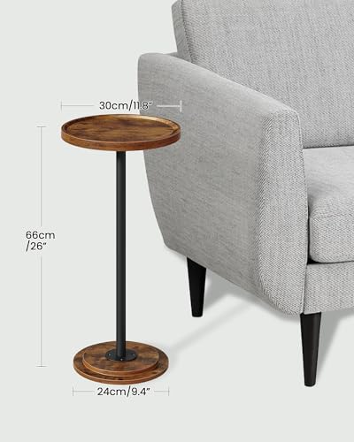 CHOEZON Drink Table, Small Round Side Table for Small Spaces, Pedestal Martini Side Table, for Living Room, Bedroom, Rustic Brown and Black TBZ30BF - color: Rustic Brown + Black