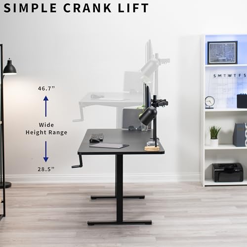 VIVO Manual Height Adjustable 71 x 30 inch Stand Up Desk, Black Table Top, Black Frame, Standing Workstation with Foldable Handle, DESK-KIT-MB7B - color: Black Top / Black Frame, size: 71" x 30"
