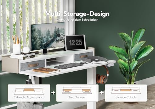 Claiks Standing Desk with Drawers, Stand Up Electric Standing Desk Adjustable Height with Storage Shelf and Splice Board, 48 Inch, White - color: White, size: 47.2×23.6