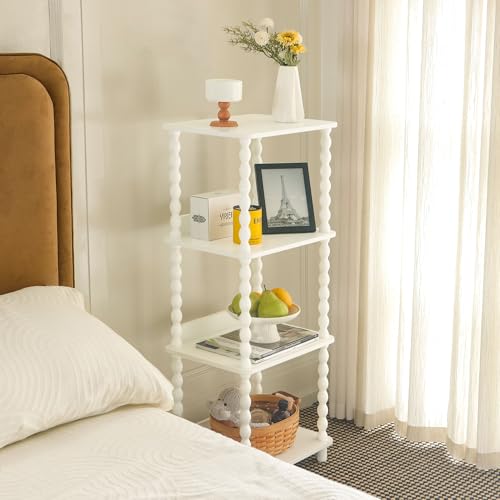 Fultyle Bookshelf, 4-Tier Bookcase with Open Shelves, Modern Book Shelf for Small Spaces, Bedroom, Living Room and Office with Solid Wood Legs (White) - color: White