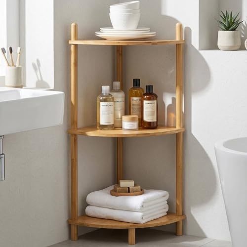 3-Tier Expandable Bamboo Corner Shelf Stand,Corner Bookshelf, Display Storage Shelves with Open Shelves, for Organization and Storage, Living Room, Home Office, Garage (Natural-3Tier, 11.8"H) - color: Natural 3-tier