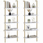 aboxoo Ladder Shelf 2PCS White Marble Bookshelf 5-Tier Wall-Mounted Wood Rack Open Industrial Modern Plant Flower Stand Utility Organizer Bookcase Metal Frame Furniture Office Kitchen Bedroom - color: White Marble 5-tier, size: 2PCS