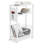 Skinny Side Table with Storage, 3 Tier Slim Side Tables for Small Spaces, Skinny End Table Narrow Bedside Table Narrow Side Table for Living Room, Bedroom - color: White