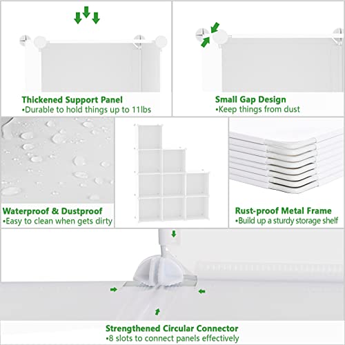 C&AHOME Cube Storage Organizer, 9-Cube Bookcase, Closet Cabinet Milky | DIY Stackable Bookshelf, Plastic Modular Shelving Units Ideal for Home, Office, Kids Room, 36.6" L x 12.4" W x 48.4" H - color: Milky