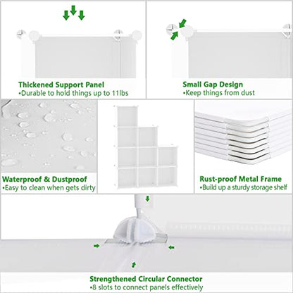 C&AHOME Cube Storage Organizer, 9-Cube Bookcase, Closet Cabinet Milky | DIY Stackable Bookshelf, Plastic Modular Shelving Units Ideal for Home, Office, Kids Room, 36.6" L x 12.4" W x 48.4" H - color: Milky