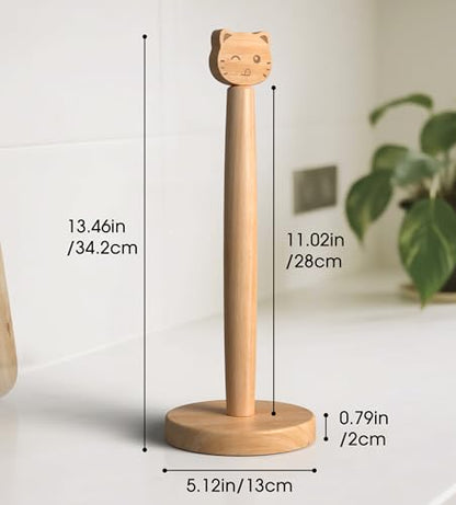 Cute Wooden Paper Towel Holder Stand - Kitchen Paper Hanger Rack Bathroom Towel Roll Stand Organizer Simply Standing Countertop Paper Roll Holder, Cat - size: Standard, style: Cat