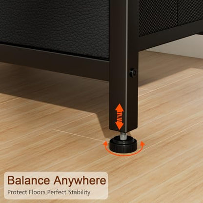 Night Stand, Black Nightstands Set of 2 for Bedroom | Small Bedside Table with 2 Fabric Drawers, End Tables Living Room, Bed Side Table with Open Storage Shelf - color: Black