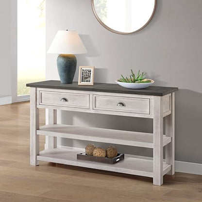 Martin Svensson Home Monterey Solid Wood Sofa Console Table White with Grey Top - color: White With Grey Top