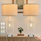 Farmhouse Table Lamps for Living Room Set of 2, Lamps for Night Stands Set of 2, Industrial Bedside Lamps for Bedroom Nightstand with USB A+C, Bulbs Included - color: White