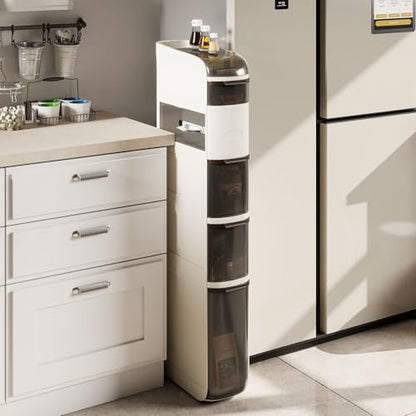 Giantex 6-Tiers Narrow Bathroom Storage Cabinet, Slim Rolling Toilet Paper Organizer w/Drawers, Tissue Box, Movable Plastic Storage Cart for Laundry Living Room Kitchen (17” x 7” x 46.5”(6 Tiers)) - size: 17” x 7” x 46.5”(6 Tiers)