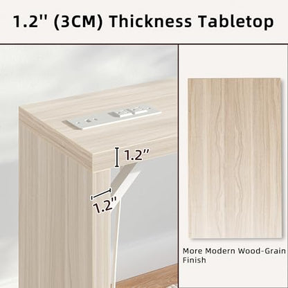 TIQLAB Sofa Table, 79''L x 9.1''W (1.2'' Thickness) Long Console Table Behind Couch, Entryway Table with Angled Metal Frame, Industrial Console Table, Light Walnut - color: Light Walnut, size: 79''L x 9.1''W x 31.5''H