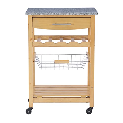 Linon Kitchen Island Granite Top, 33.88" x 22.8" x 15.63", Natural - color: Daa, style: Whitney