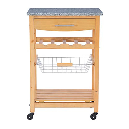Linon Kitchen Island Granite Top, 33.88" x 22.8" x 15.63", Natural - color: Daa, style: Whitney