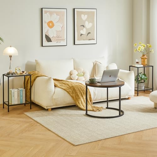 YMYNY Tempered Glass Side Table, 22.05H*14.96L*11.02W,Black, UHGD002B | 2 Tier end table, Storage Shelves, Narrow Bedside Table, For Small Space - color: Black