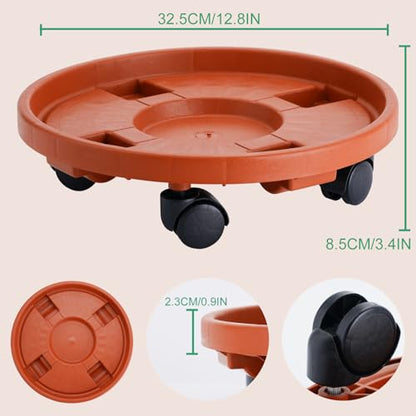 Doseno Plant Caddy with Wheels, Plant Dolly with Wheels, 2 Pack, 13 in | Round rolling plant caddy, 200 lb capacity; plant saucer on wheels with 360° casters moves flower pots indoors or on patios - color: 2 Pack-Brown