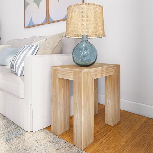 Plank+Beam Modern Rectangular Side Table, Slim Side Table for Living Room, Narrow Nightstand for Small Spaces, Wood End Table for Bedroom, Blonde Wirebrush - color: Blonde Wirebrush, size: 25 Inch Rectangular Table without Shelf