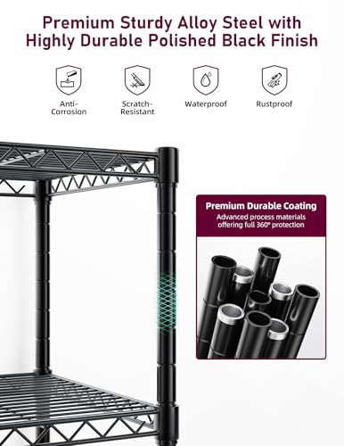 Simple Deluxe 5-Tier Heavy Duty Storage Shelving Unit, 1250 Lbs Loading Capacity, 29.92" W x 13.98" D x 61.02" H, Black - size: 5-Tier, 29.92"W x 13.98"D x 61.02"H, style: 1 Pack