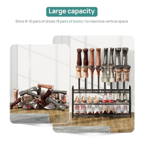 viewcare Tall Boot Rack, Long Boot Rack Organiser, Tall Boots with Shoe Rack for Closet, 3-Tier Shoe Shelf Storage Organiser for Entryway - size: Extra Long