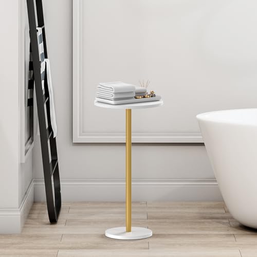 White Small Round Side Table Set of 2 Pedestal Drink End Table for Small Space Round Cocktail Coffee Table for Living Room Nightstand Bedside Table for Sofa, Bedroom and Balconty - color: White 2 Pack
