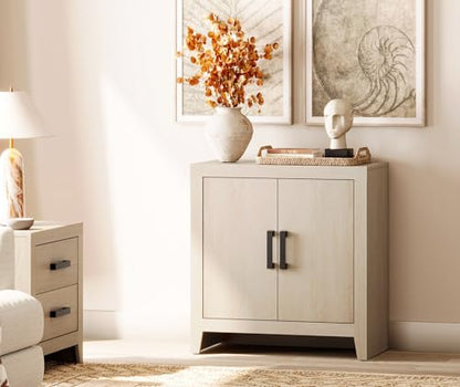 WAMPAT Farmhouse TV Stand with Storage Cabinet for TVs up to 50 Inch, 31.5" Entertainment Center, Media Console Table for Living Room, Dining Room & Entryway, Beige - color: Beige