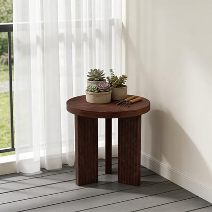 17.52" Small Round Side Table, Burgundy | Coffee Table with Smooth Thick Mesa, Circle End Table with X Shaped Stable Legs, Accent Tea Table for Living Room, Office - color: Burgundy, style: Side Table
