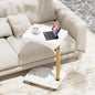 TV Tray Table, Adjustable Dinner Trays for Eating Table,360° Swivel& Sofa Armrest End Side Couch Snack Table for Sofa, Bedroom, Living Room, C Shaped End Table that Slide Under(White+Gold) - color: White Marble+gold