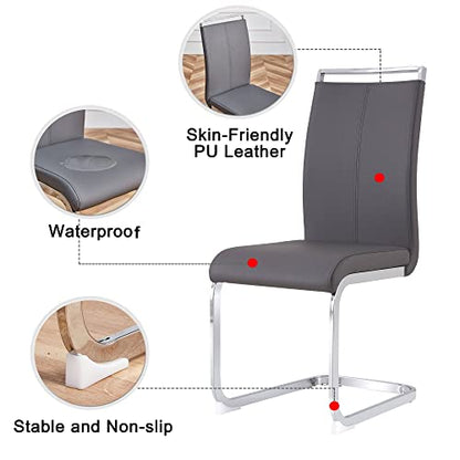 Baysitone Modern Dining Chairs Set of 2, Side & Kitchen Chairs with Faux Leather Padded Seat High Back, for Dining, Kitchen, Living Room - Grey - color: Grey, size: Set of 2