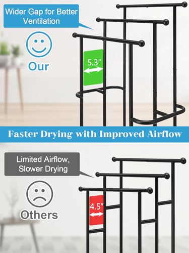 Freestanding Towel Rack for Bathroom, Pool & Outdoor, 3-Tier 39" Metal | Rust-resistant metal towel drying rack with storage basket, designed for oversized towels 24.4" L x 13" W x 39" H - size: 24.4"L x 13"W x 39"H