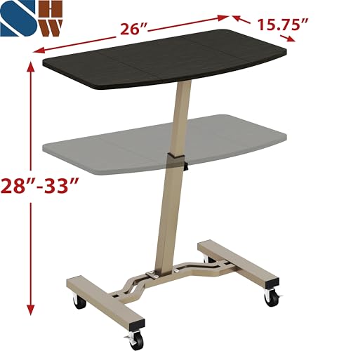 Le Crozz Height Adjustable Mobile Laptop Stand Desk Rolling Cart, Height Adjustable from 28'' to 33''