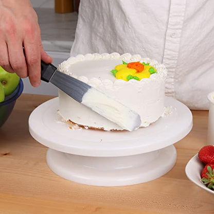 11 Inch Rotating Cake Stand/Turntable w/ 2 Icing Spatula & 3 Icing Smoother | Revolving Cake Stand Decorating Supplies/Baking Supplies/Baking Kit - style: Turntable & Decorating Kit