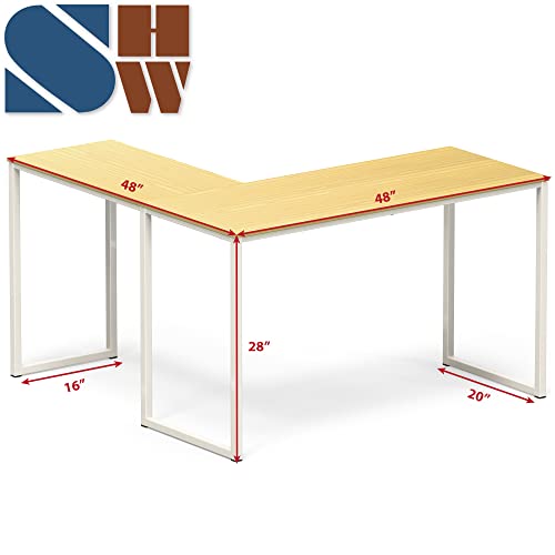 SHW Mission 48 x 48 Inches L-Shape Home Office Computer Desk, Oak - color: Oak, size: 48-Inch L-Shaped