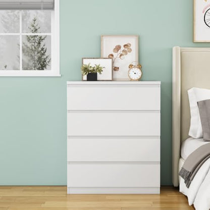 Nightstand with Drawers, Bedside Table with Drawers, Sofa Side Table Storage Cabinet, Night Stand for Bedroom Living Room (1, 4 Drawers White, 31.5" W×15.7" D×38.1" H) - color: 4 Drawers White, 31.5"w