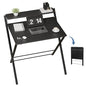 DUMOS Folding Desk with Shelf, No Assembly Computer Desk, Small Space Ink | Foldable Desk with Shelf Saves Space for Bedroom, Office and Dorm Use - color: Ink