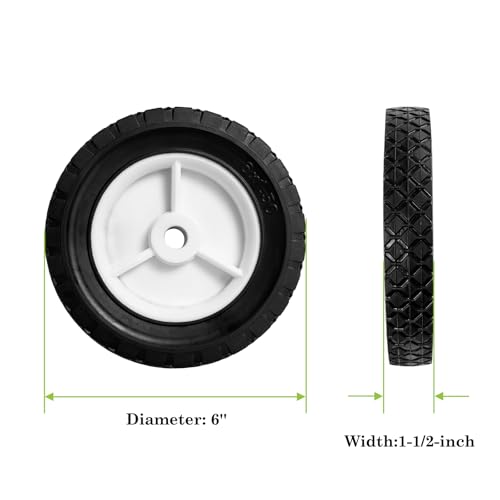 Parts Camp 6 inch Plastic Wheel Fits Oregon 72-106 hand trucks, lawnmowers, utility carts,BBQ Grills, Radio Flyer Wagon Trash Can Universal Wheel 9610 - size: 6-inch