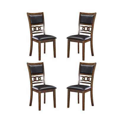 New Classic Furniture Gia Dining Chair (Set of Four), Black PU Upholstered Seat & Back Rest, Brown - color: Brown, size: Set of 4, style: Dining Chair