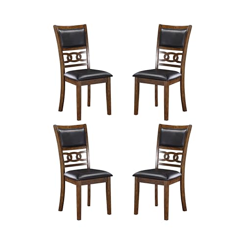 New Classic Furniture Gia Dining Chair (Set of Four), Black PU Upholstered Seat & Back Rest, Brown - color: Brown, size: Set of 4, style: Dining Chair