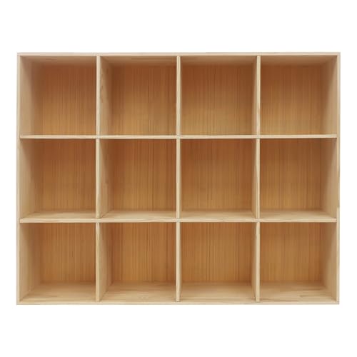12 Cube Solid Wood Bookcase, Wooden Bookshelf Modern Floor Standing Storage Shelf for Living Room Bedroom Office, 11.8 * 11.8 * 11.8in Cubes with 220lbs Capacity, Easy Assembly - size: 12 Cube B