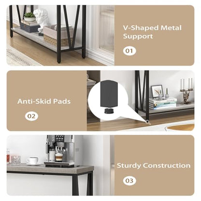 FOLUBAN Industrial Sofa Console Table, Rustic Wood and Metal Entryway Hallway Table for Living Room Entrance, 43.3 Inch Light Grey - color: Light Grey