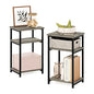 Furinno Just 3-Tier Metal Frame End Table with Storage Shelves, 2-Pack, French Oak - color: French Oak, size: 2-Pack, Metal Frame, 3-Tier